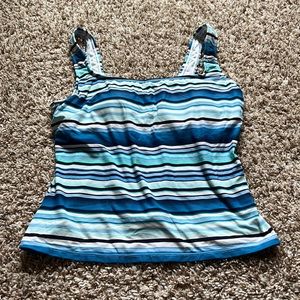 Women’s BEACH HOUSE Blue Green Black White Striped Tankini Top